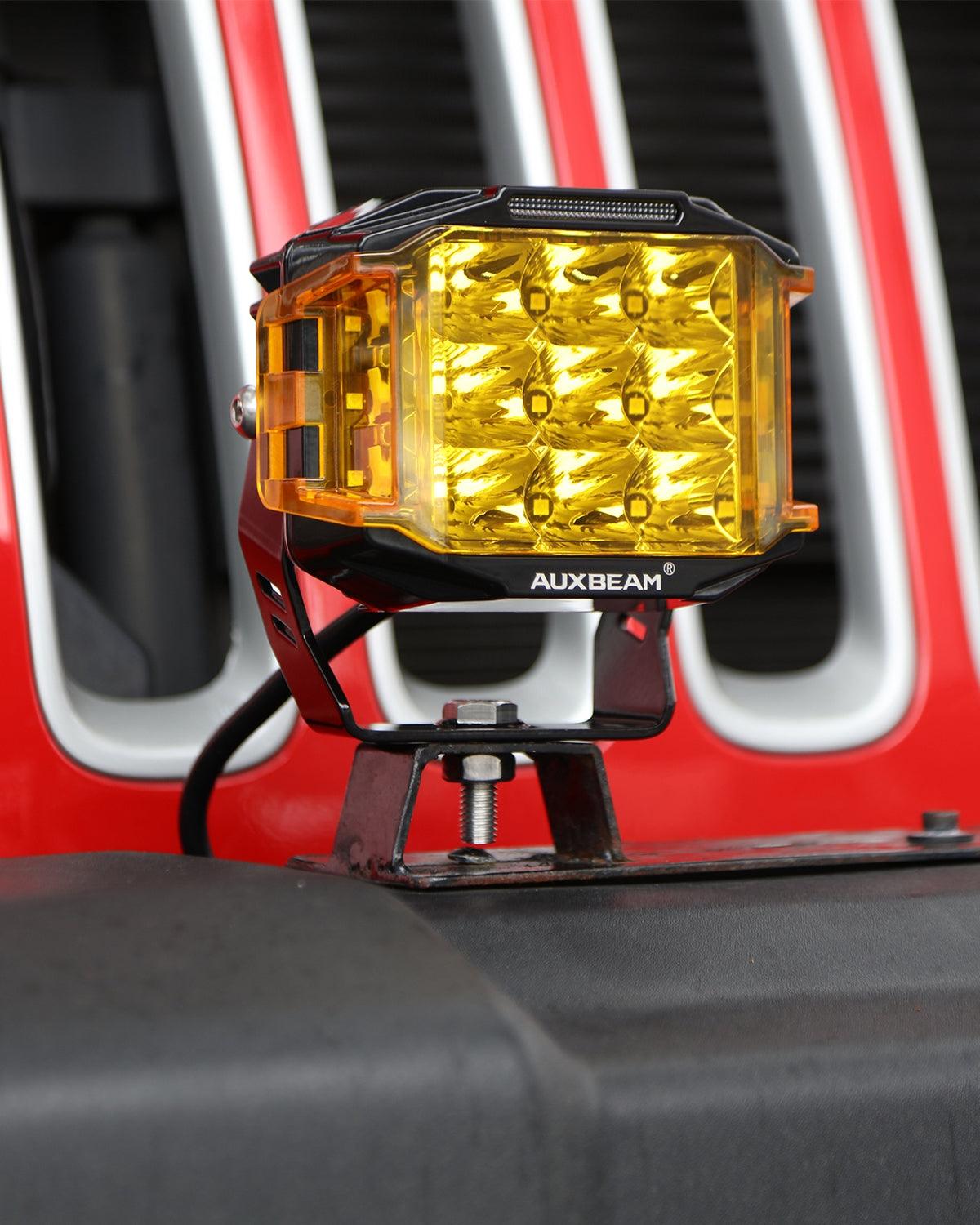 Auxbeam V-MAX Series 5" Square LED Pod Lights – 168W, 16,440LM, Spot Beam, Amber DRL