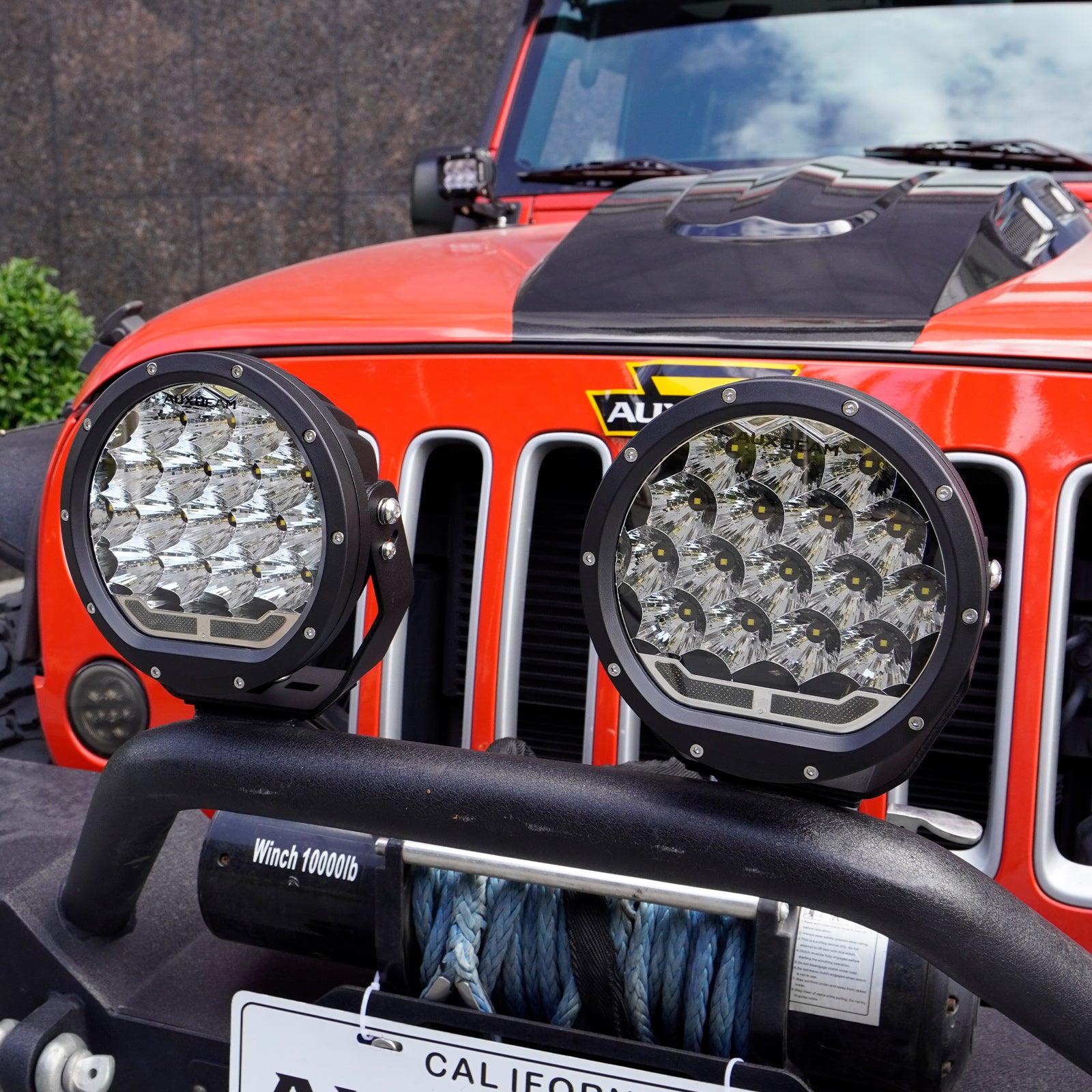 Auxbeam 7" 178W Round LED Driving Lights – Spot Beam, Off-Road (2 Pack)