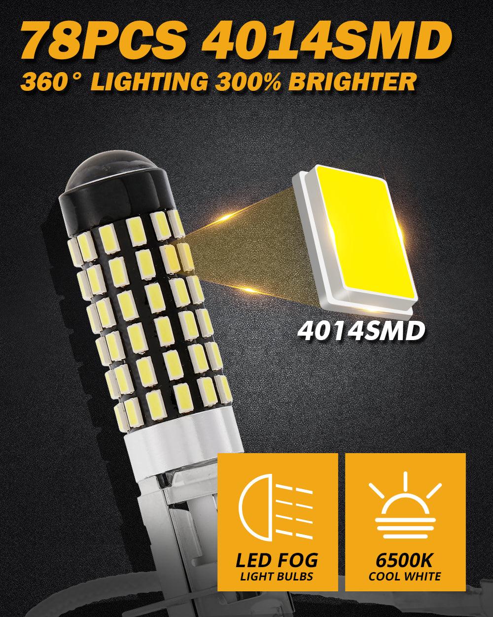 Auxbeam H3 LED Fog Light & DRL Bulbs – 6W, 2000LM, 6500K White (2 Pack)