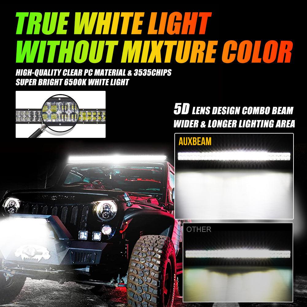 Auxbeam V-PRO Series RGBW LED Light Bar – 22"/32"/42"/52", Color-Changing, Off-Road