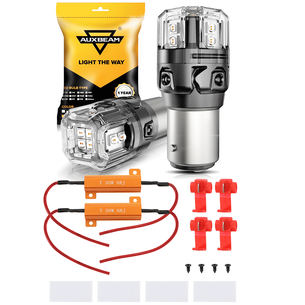 Auxbeam 1157 BAY15D LED Brake & Tail Light Bulbs – B52 Series, 11W, 500% Brighter, Red, CAN-Bus Error-Free (2 Pack)