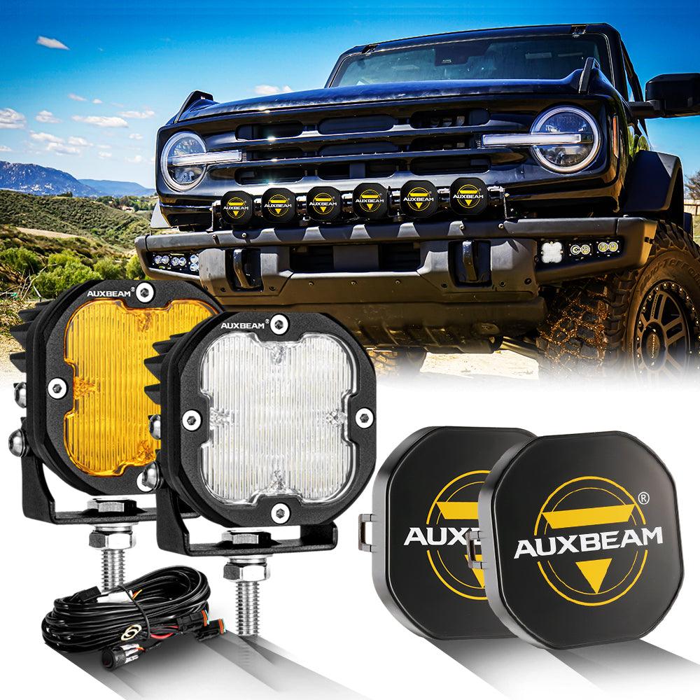 Auxbeam XP-ULTRA Series 3" LED Pods – 80W, Flood Beam, Amber & White