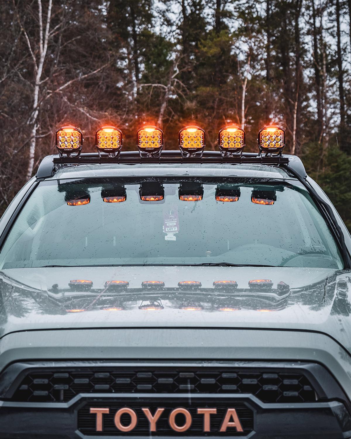 Auxbeam V-MAX Series 4" Square LED Pod Lights – 92W, 8,960LM, Spot Beam, Amber DRL