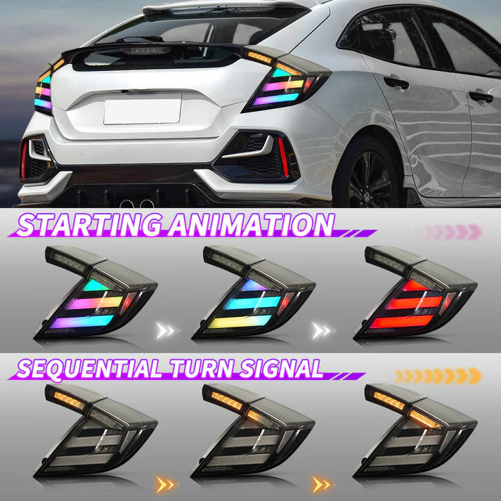 TSP LED Mugen Style Tail Lights for 2016-2021 Honda Civic Hatchback [FK7/FK8]