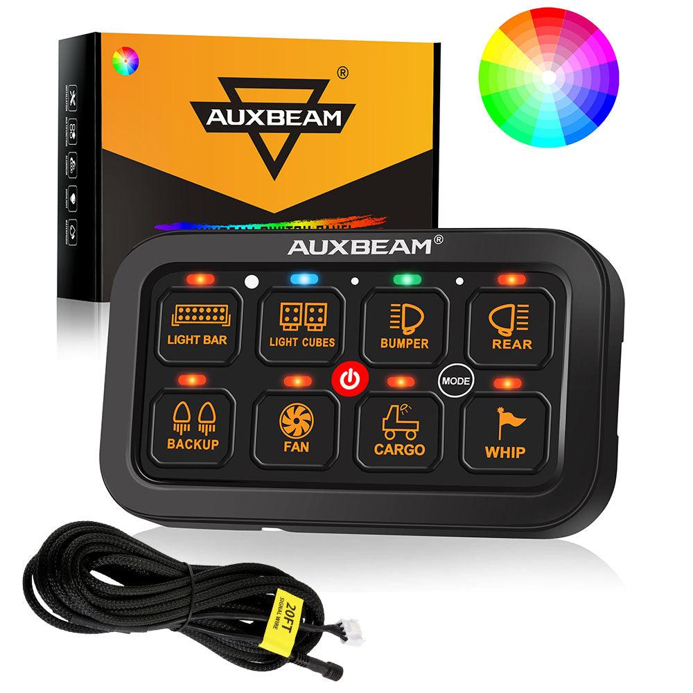 Auxbeam RGB Series 8 Gang (RA80) Switch Panel, Toggle/ Momentary/ Pulsed Mode Supported (One-Sided Outlet)