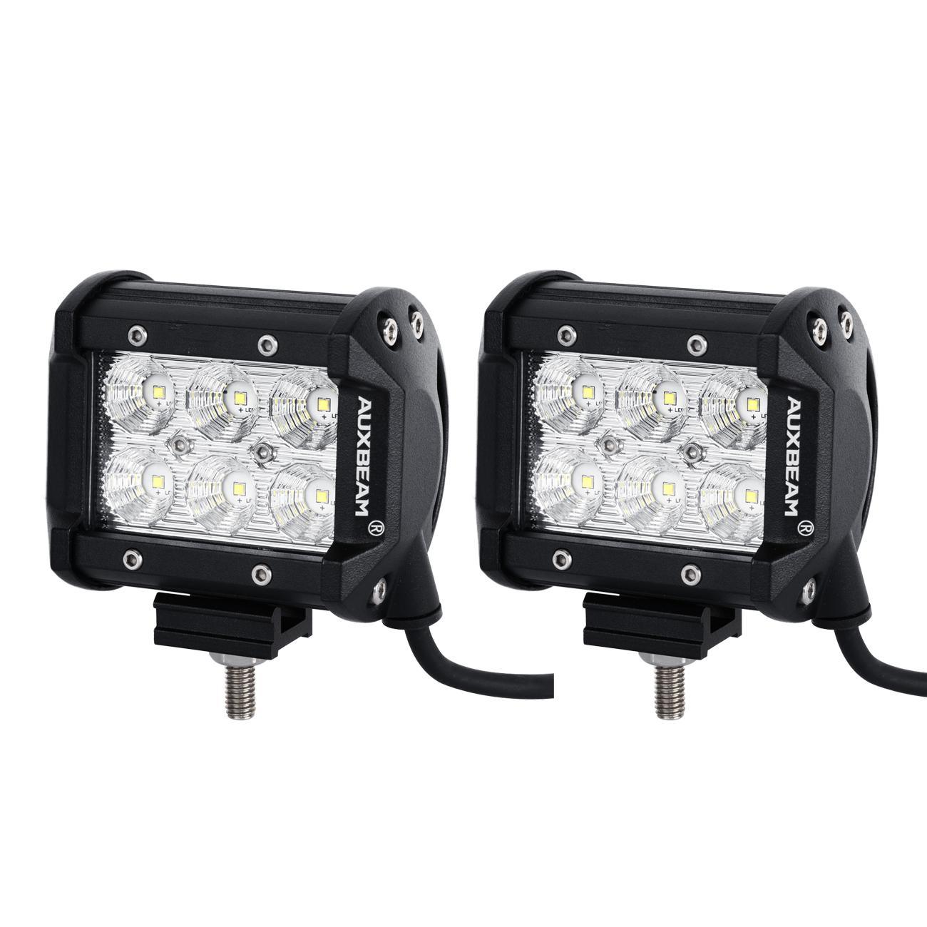 Auxbeam Classic-SM Series 4" LED Pods – Dual Row, White Flood Beam, with Wiring Harness