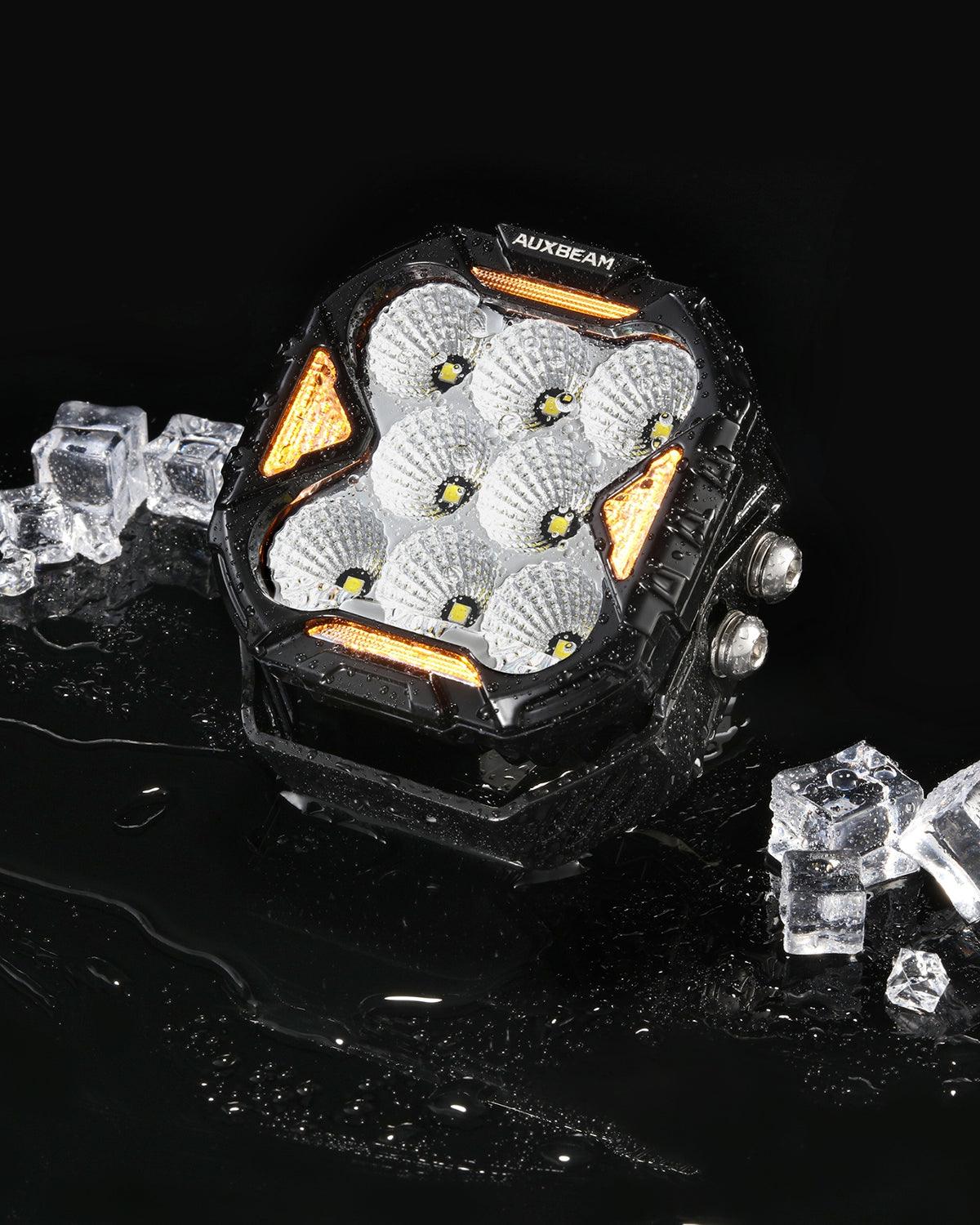 Auxbeam CUBE-Z Series 4" LED Pod Lights – Flood Beam, White DRL & Amber Turn Signal
