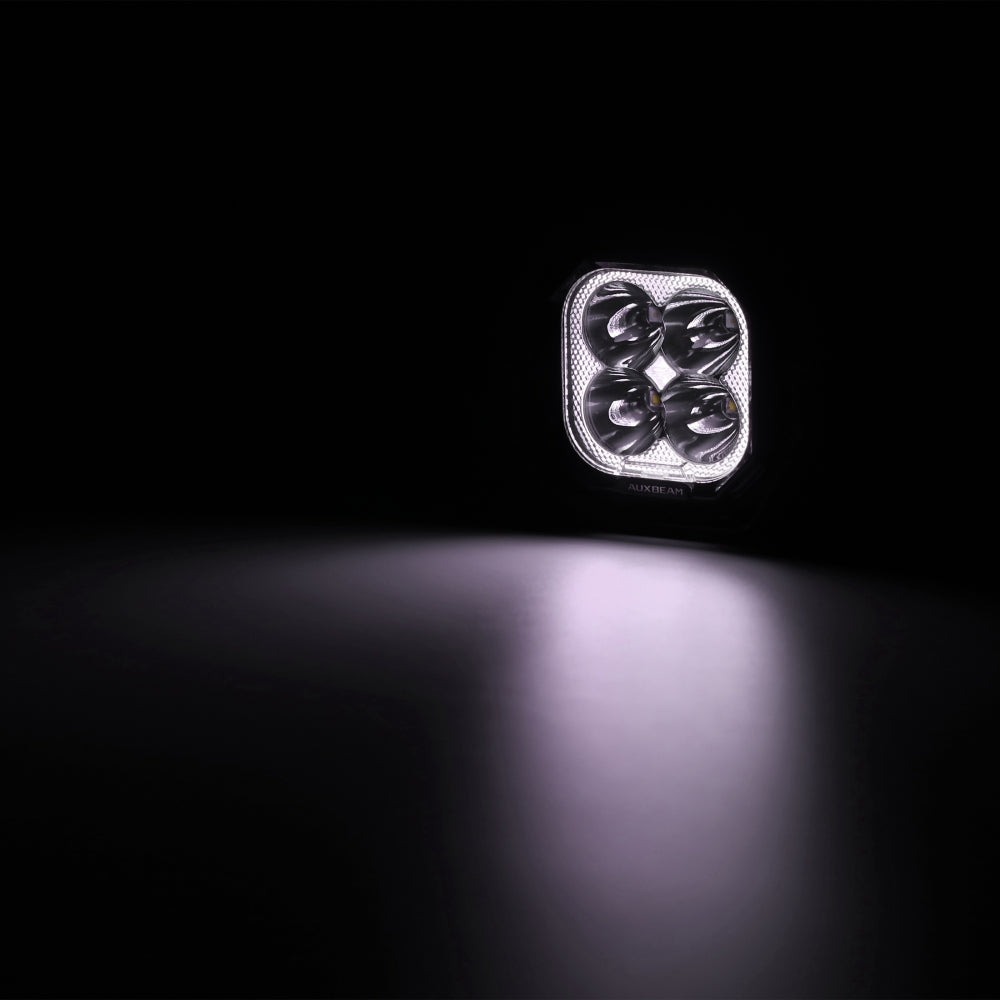 Auxbeam Color Play Series 3" RGB LED Pod Lights – 116W, Spot Beam, 8 Backlight Modes