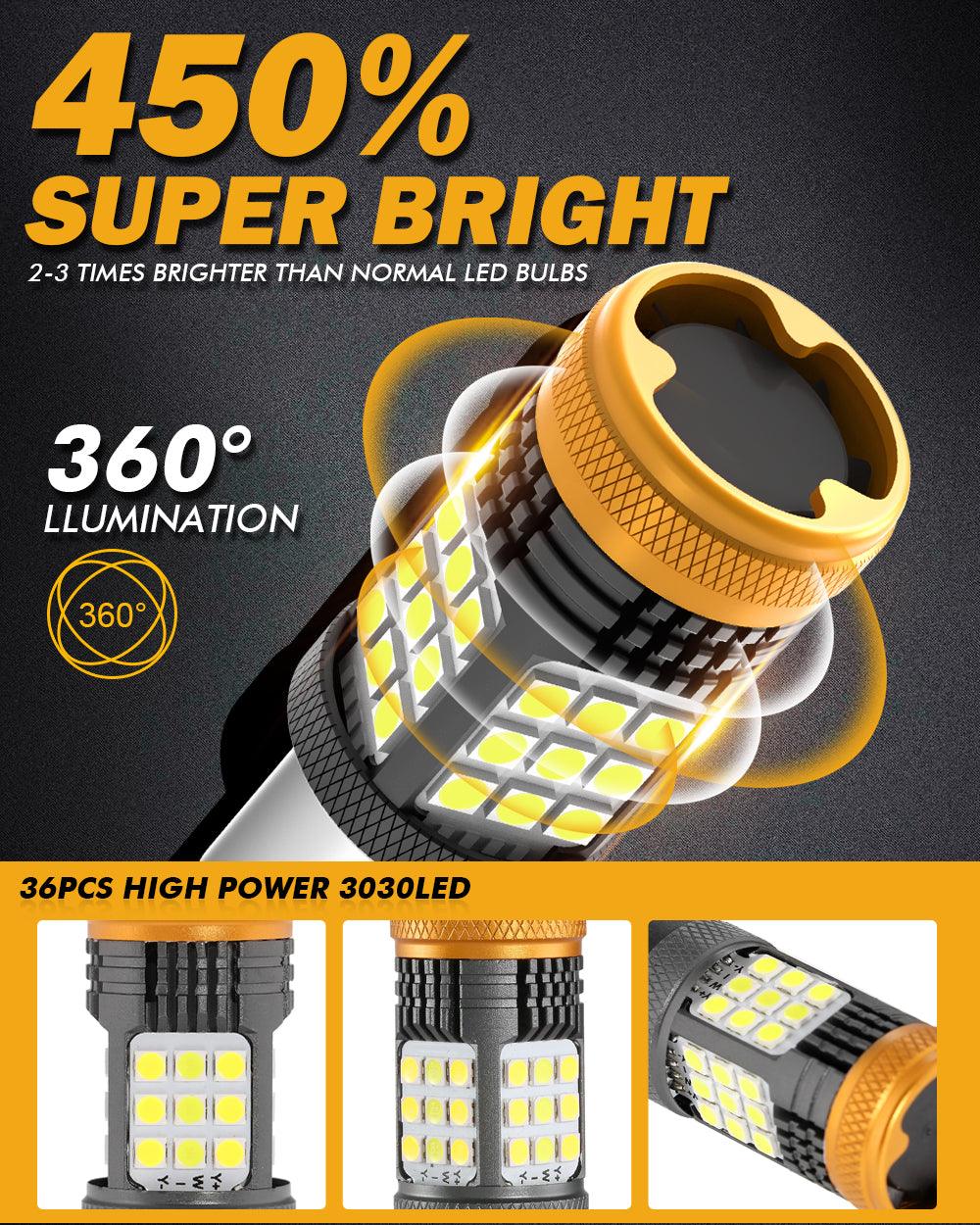 Auxbeam 1157 / 1156 / BAY15D / BA15S / BAU15S LED Bulbs – White / Amber / Red, CANBUS Error-Free, No Hyper Flash, Turn Signal / DRL / Brake / Tail / Reverse Lights, Fan Cooling (2 Pack)