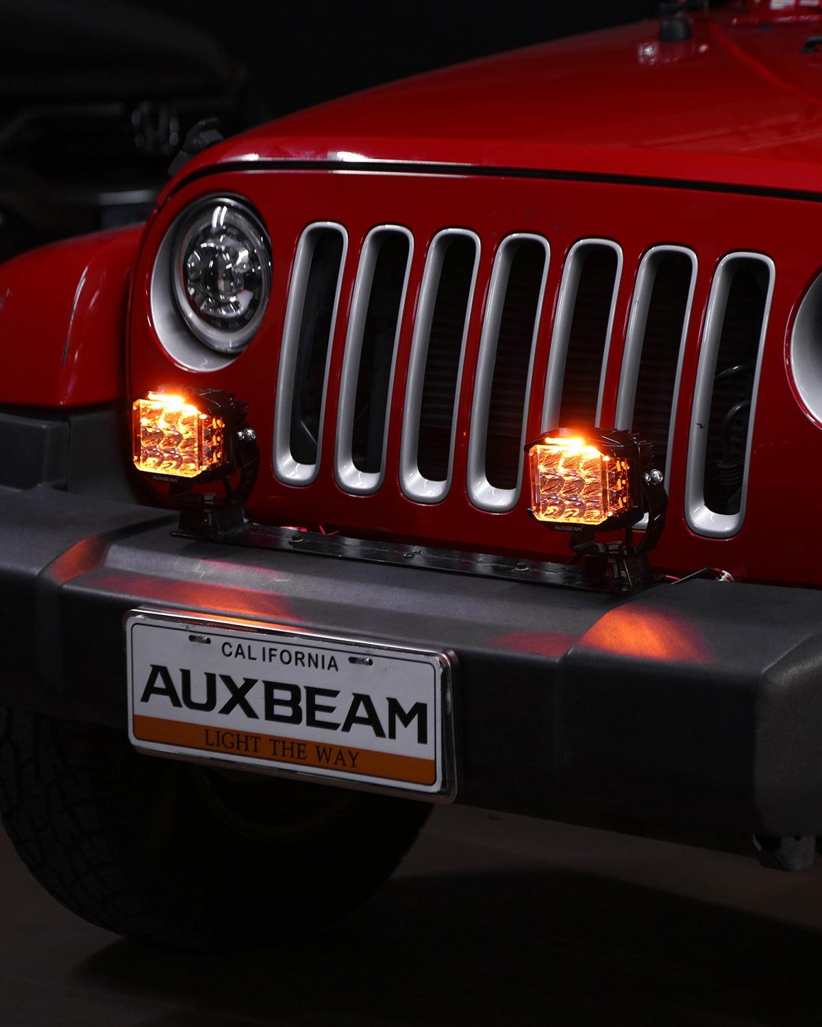 Auxbeam V-MAX Series 5" Square LED Pod Lights – 168W, 16,440LM, Spot Beam, Amber DRL