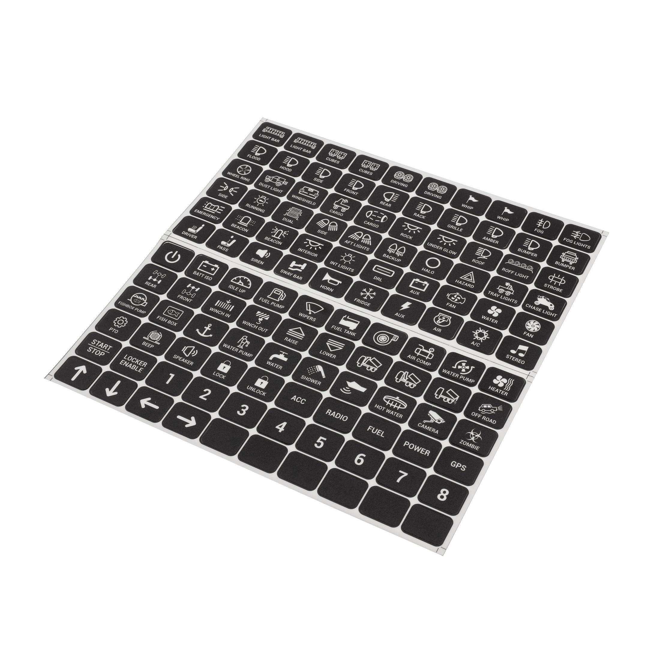 Auxbeam 120 Universal Stickers – For AC-1200 / AR-600 / RA80 XL / RB80 XL Switch Panels
