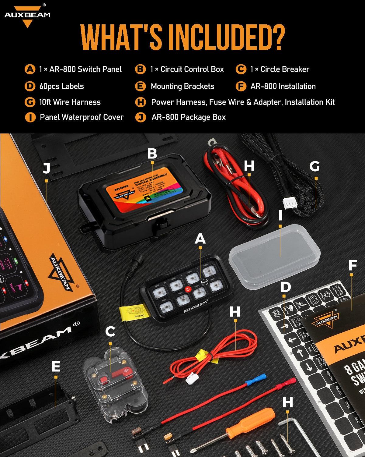 Auxbeam AR-800 RGB Switch Panel Kit – with 3" LED Pods, White & Yellow Covers