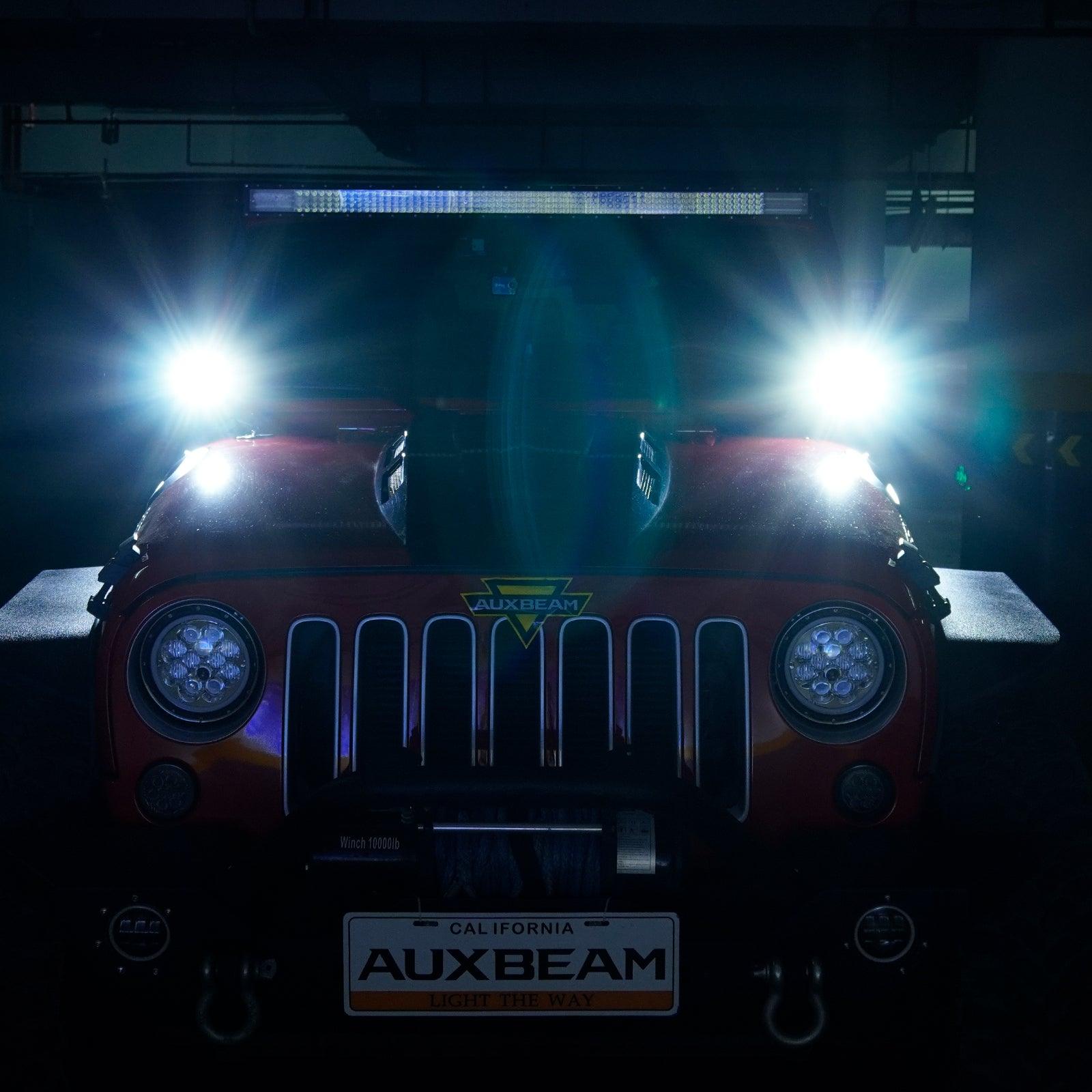 Auxbeam P4 Series 4" 90W Round LED Driving Lights – Spot Beam, White Pod Lights