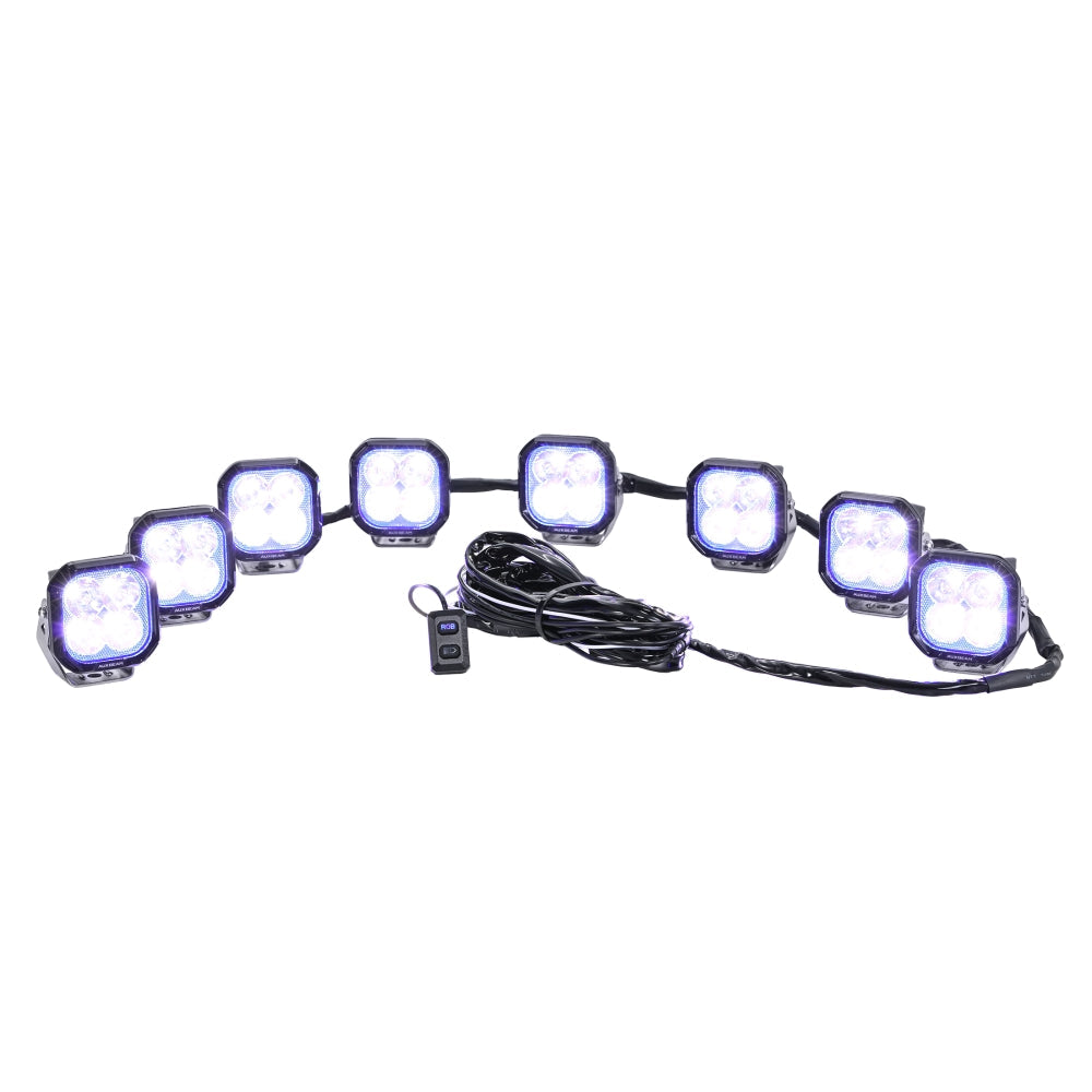 Auxbeam Color Play RGB Series 8-LED Pod Light Wiring Harness Kit – 3-Pin DT Plug