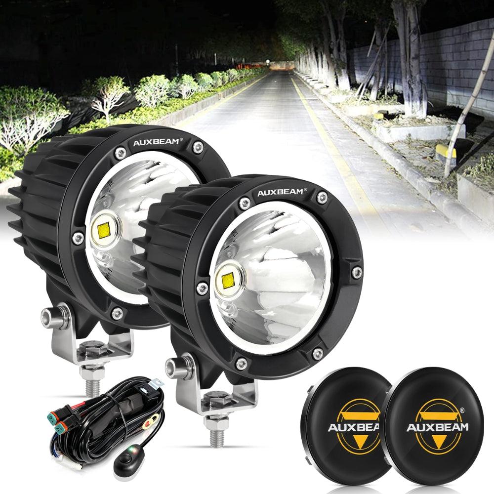 Auxbeam C4 Series 4" 100W Round LED Driving Lights – Spot Beam, White LED Pods