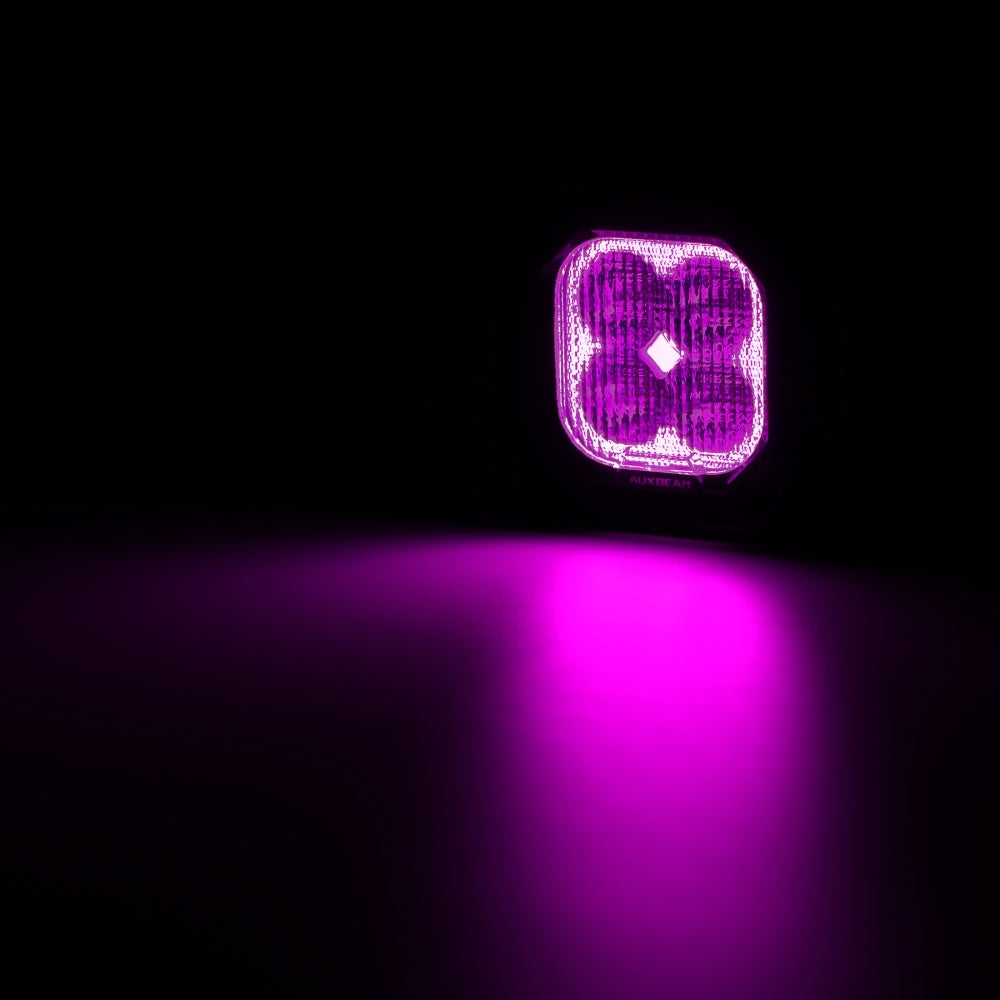 Auxbeam Color Play Series 3" RGB LED Pod Lights – 116W, Flood Beam, 8 Backlight Modes