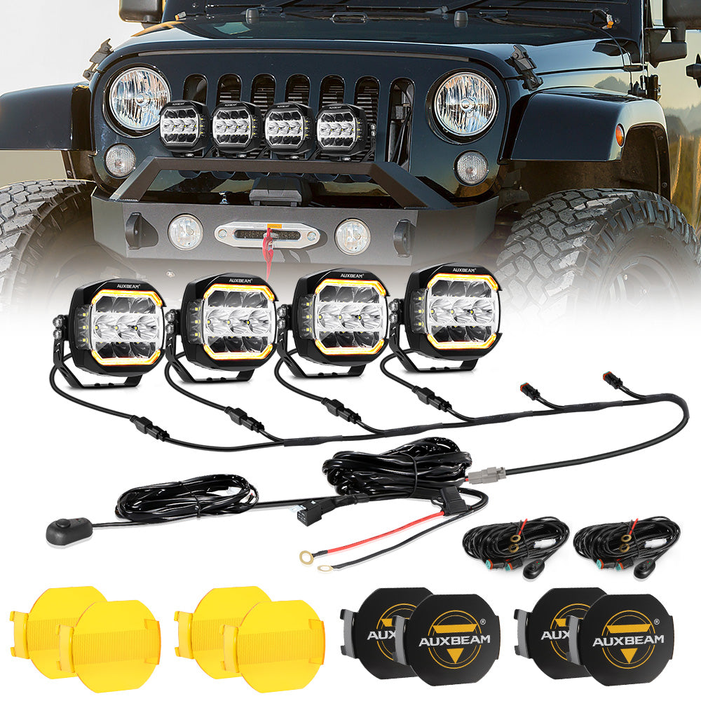 Auxbeam XP-ULTRA Series 5" LED Side Shooter Pods – 174W, White DRL & Amber Turn Signal