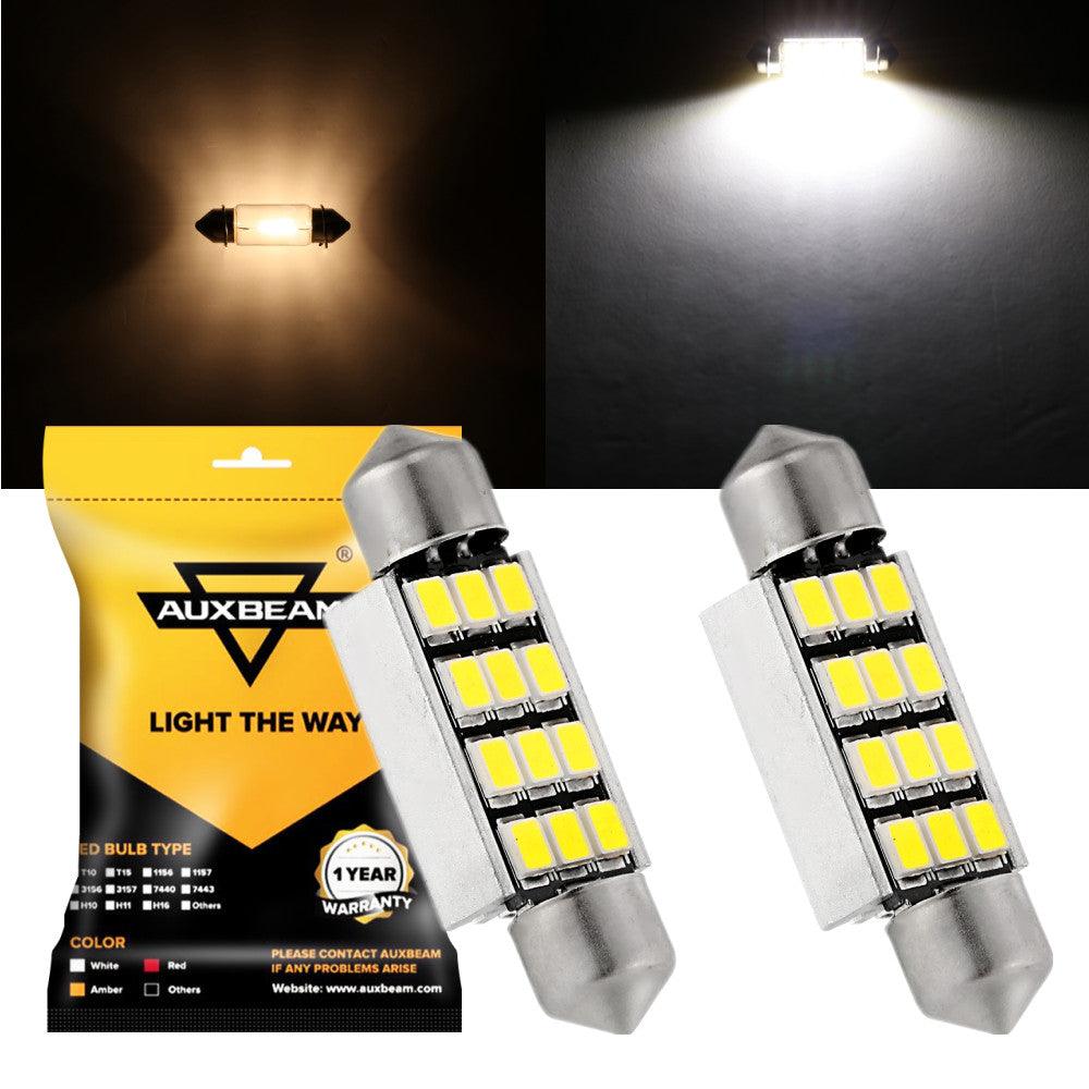 Auxbeam 39mm DE3174 Festoon LED Interior Light Bulbs – 2.7W, 400LM, 6500K White (2 Pack)