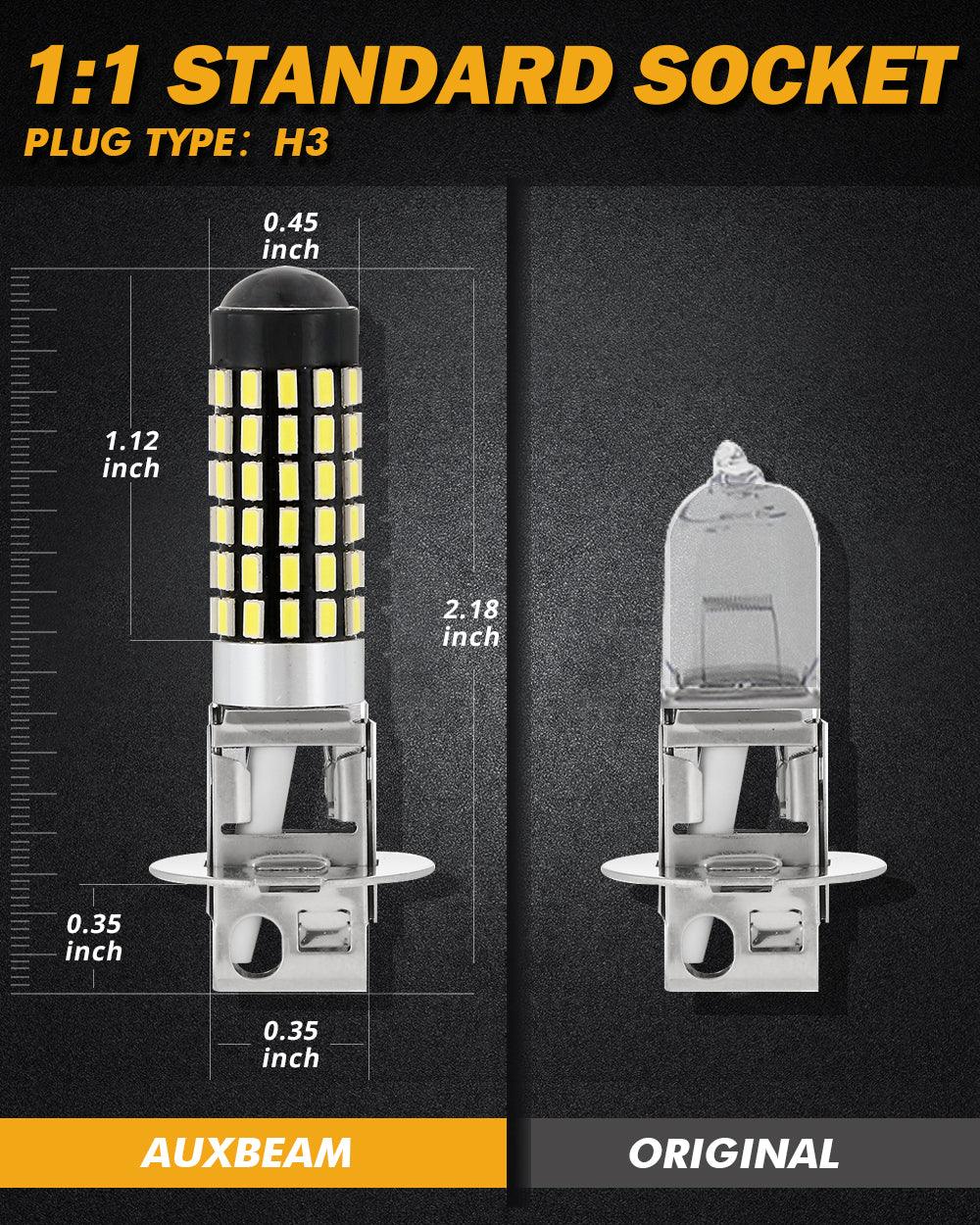 Auxbeam H3 LED Fog Light & DRL Bulbs – 6W, 2000LM, 6500K White (2 Pack)