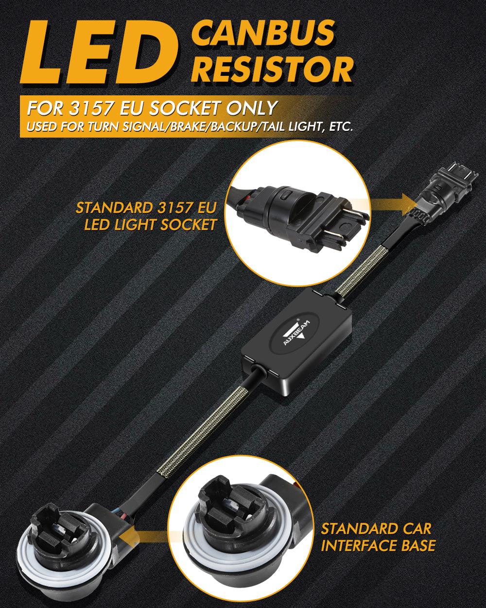 Auxbeam 3157 EU C8 Model CANBUS Decoder Resistors – Anti-Flicker, Hyper Flash Fix, Turn Signal Error Code Removal (2 Pack)