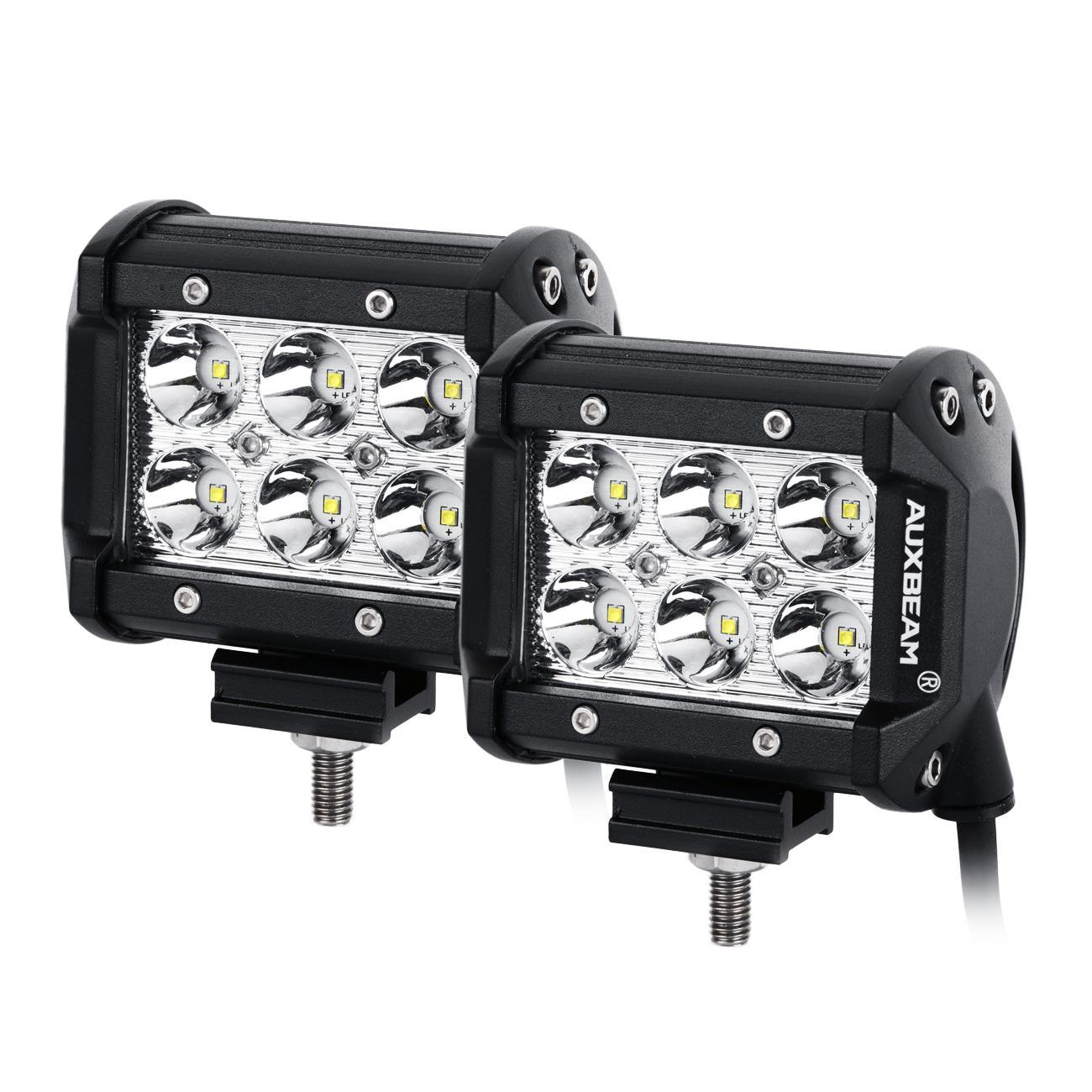 Auxbeam Classic-SM Series 4" LED Pods – Dual Row, White Flood Beam, with Wiring Harness