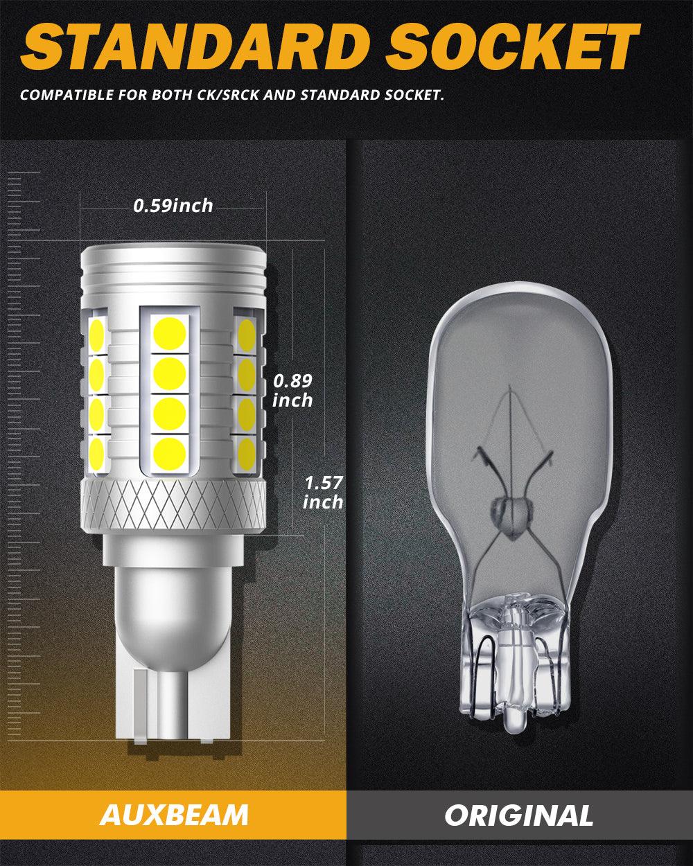 Auxbeam 912 / 921 T15 W16W LED Reverse & Backup Light Bulbs – B3 Series, 20W, 350% Brighter, 6500K White, CAN-Bus Error-Free (2 Pack)