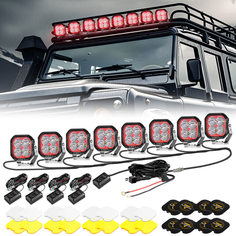 Auxbeam Color Play Series 3" RGB LED Pod Lights – 116W, Spot Beam, 8 Backlight Modes