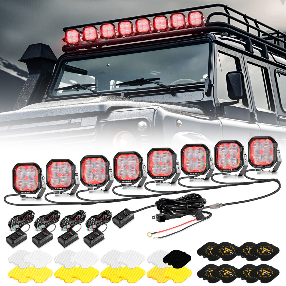 Auxbeam Color Play Series 3" RGB LED Pod Lights – 116W, Flood Beam, 8 Backlight Modes