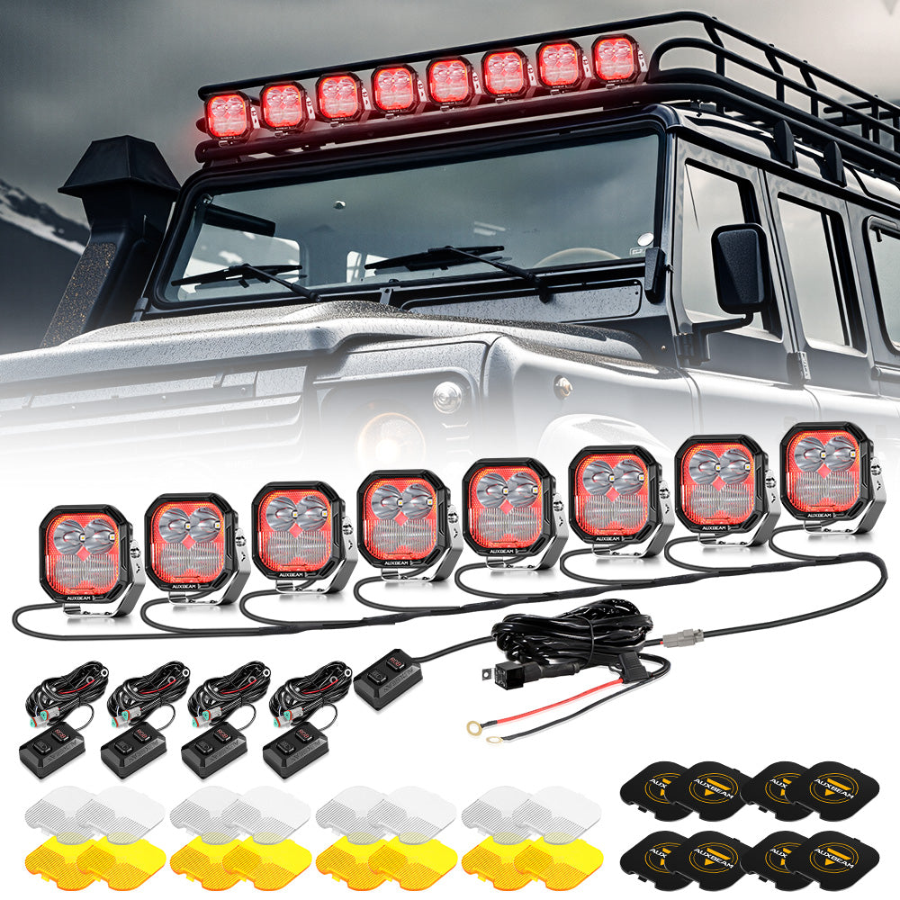Auxbeam Color Play Series 3" RGB LED Pod Lights – 116W, Combo Beam, 8 Backlight Modes