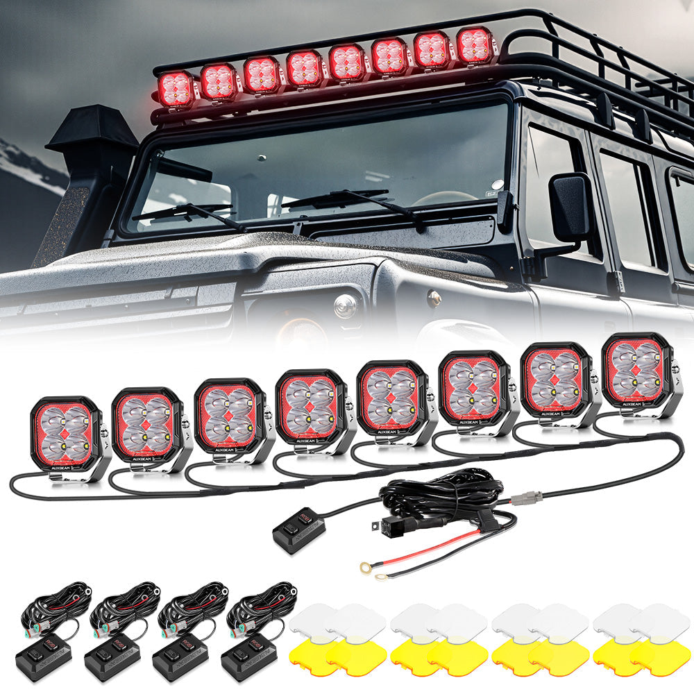 Auxbeam Color Play Series 3" RGB LED Pod Lights – 116W, Spot Beam, 8 Backlight Modes