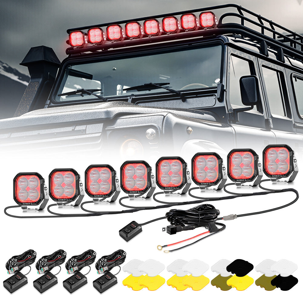 Auxbeam Color Play Series 3" RGB LED Pod Lights – 116W, Flood Beam, 8 Backlight Modes