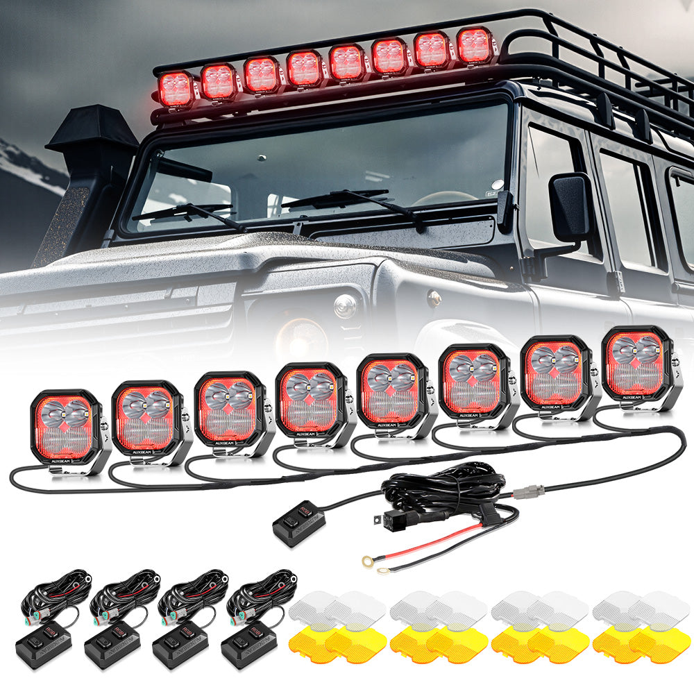 Auxbeam Color Play Series 3" RGB LED Pod Lights – 116W, Combo Beam, 8 Backlight Modes
