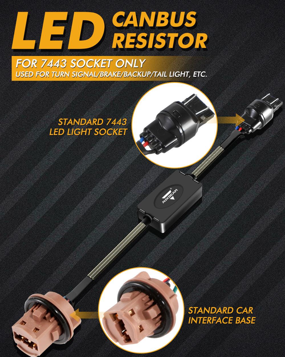 Auxbeam 7443 US-CK C8 Model CANBUS Decoder Resistors – Anti-Flicker, Hyper Flash Fix, Turn Signal Error Code Removal (2 Pack)
