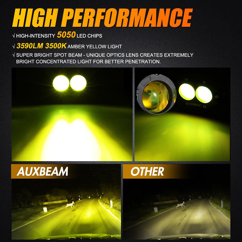Auxbeam R4 Series 4" LED Pods – 60W, Amber Spot Beam