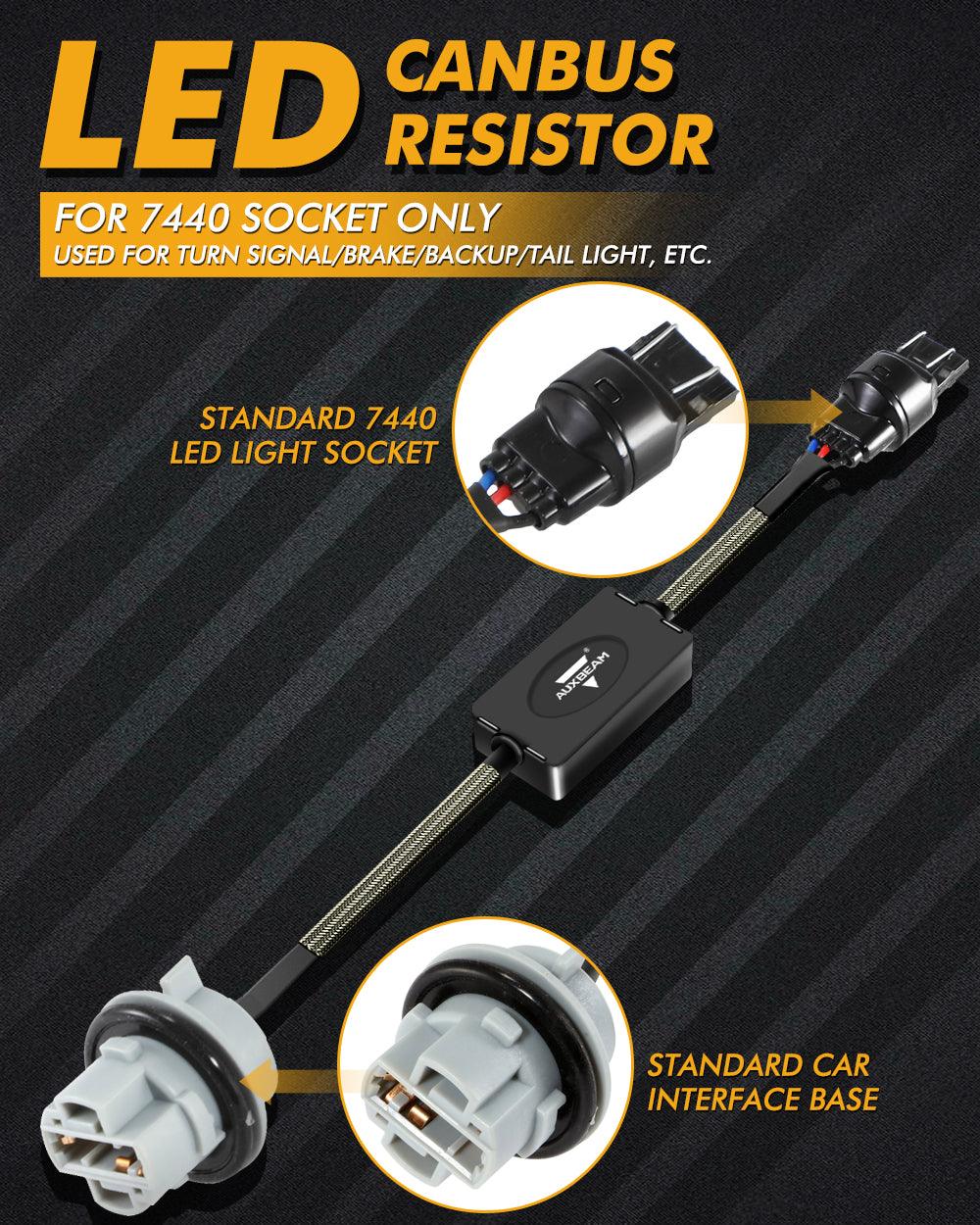 Auxbeam 7440 C8 Model CANBUS Decoder Resistors – Anti-Flicker, Hyper Flash Fix, Turn Signal Error Code Removal (2 Pack)