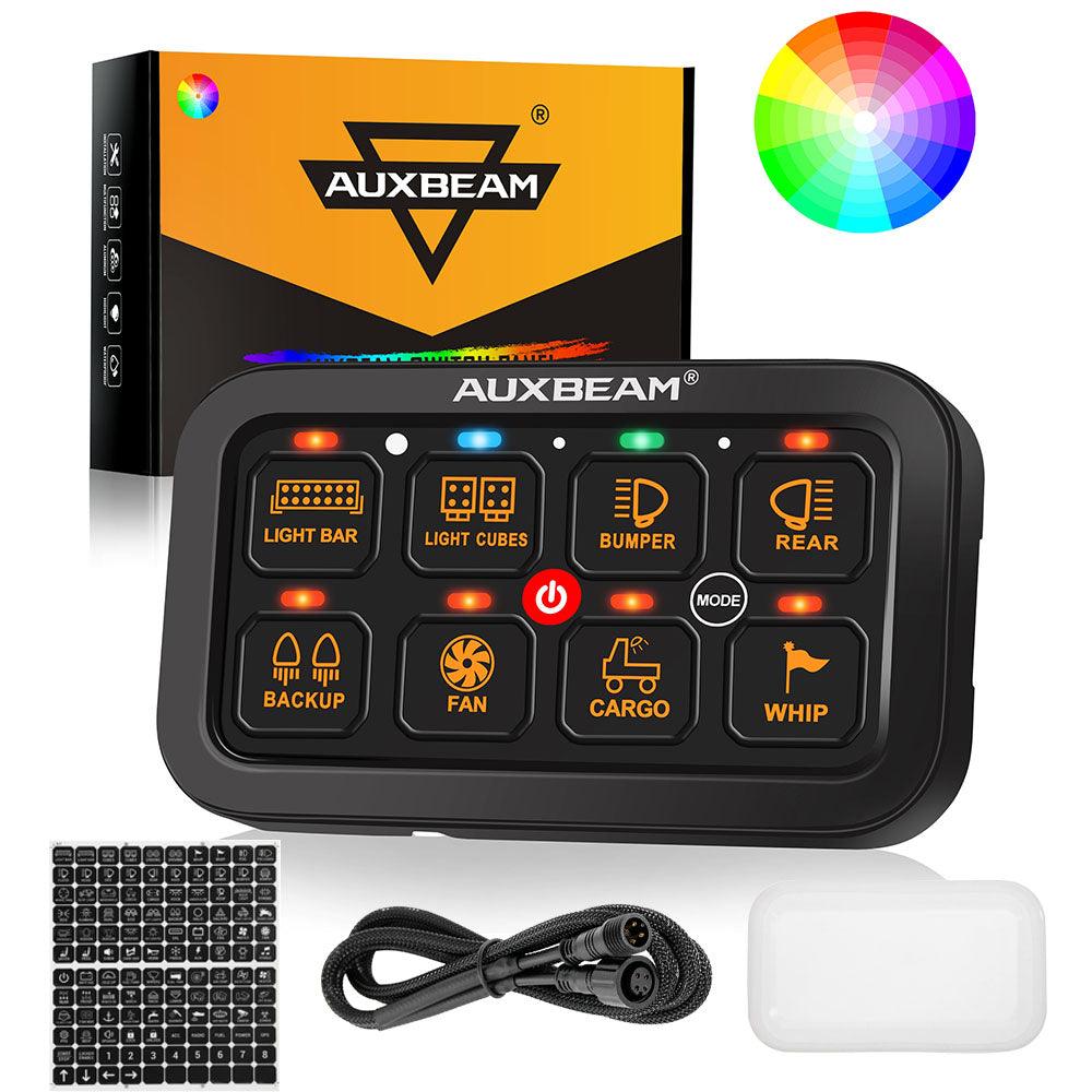 Auxbeam RGB Series 8 Gang (RA80) Switch Panel, Toggle/ Momentary/ Pulsed Mode Supported (One-Sided Outlet)