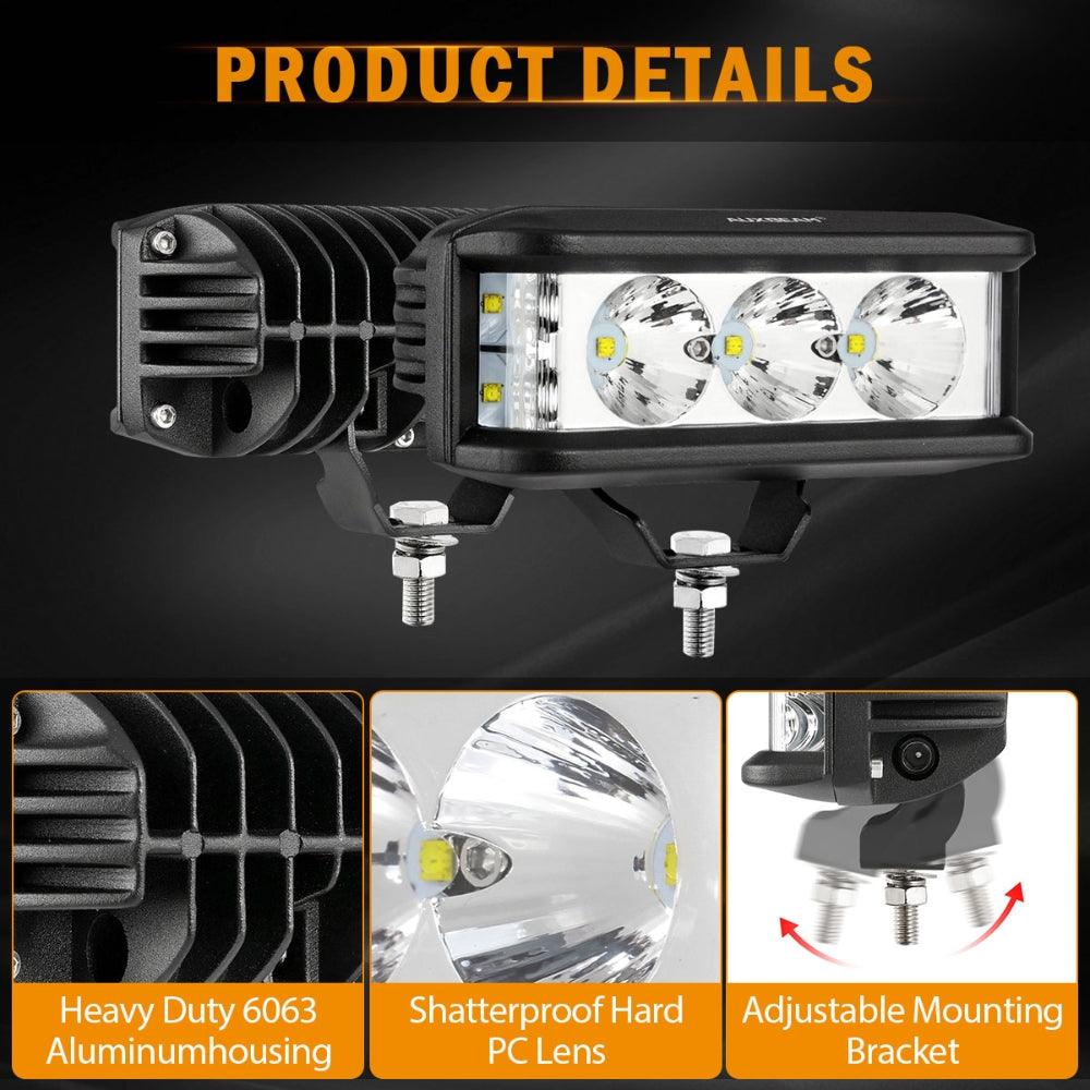 Auxbeam R5 Series 5" LED Pod Lights – 68W, White, Side Shooter Spot Beam