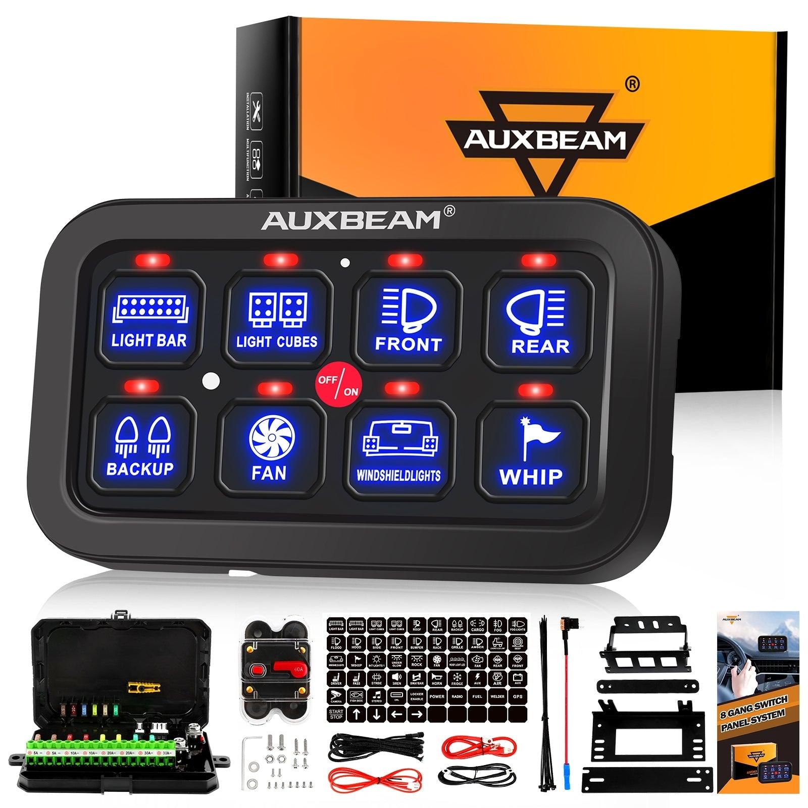 Auxbeam Single Series 6/8-Gang LED Switch Panel – Off-Road Light Controller