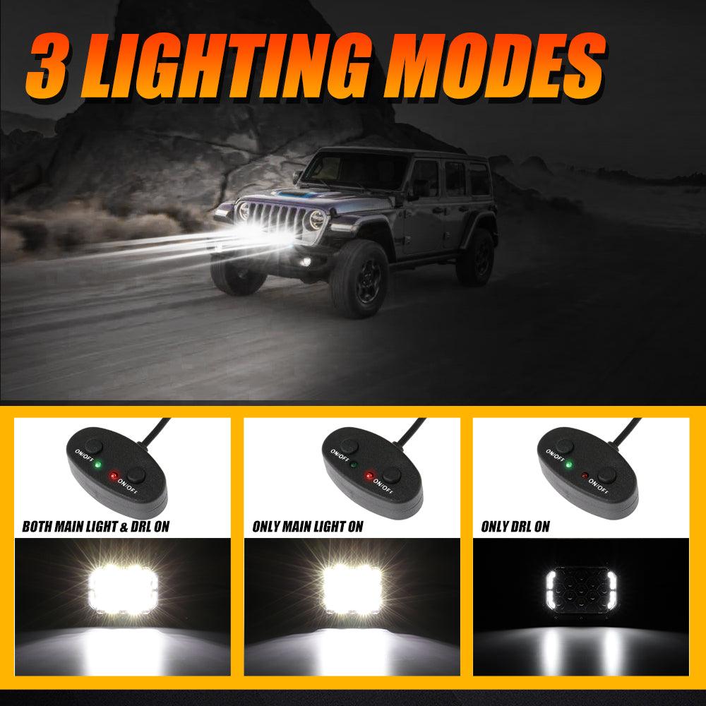 Auxbeam 7x5" Rectangle LED Pods – White Spot Beam with DRL