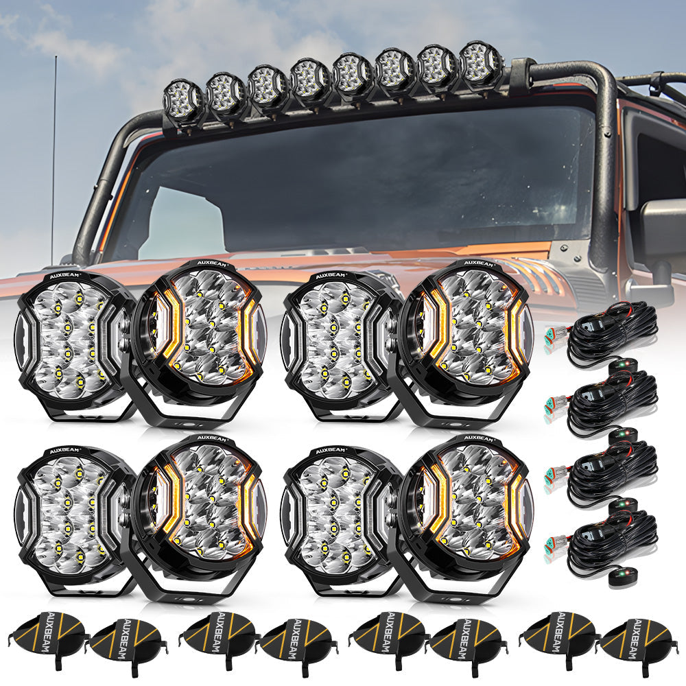 Auxbeam V-ULTRA Series 5" LED Side Shooter Pods – 172W, White, Amber DRL