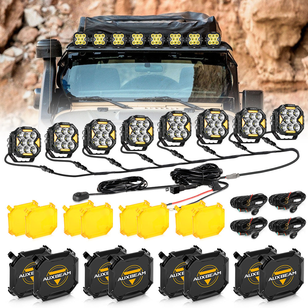 Auxbeam CUBE-Z Series 4" LED Combo Pod Lights – White DRL & Amber Turn Signal