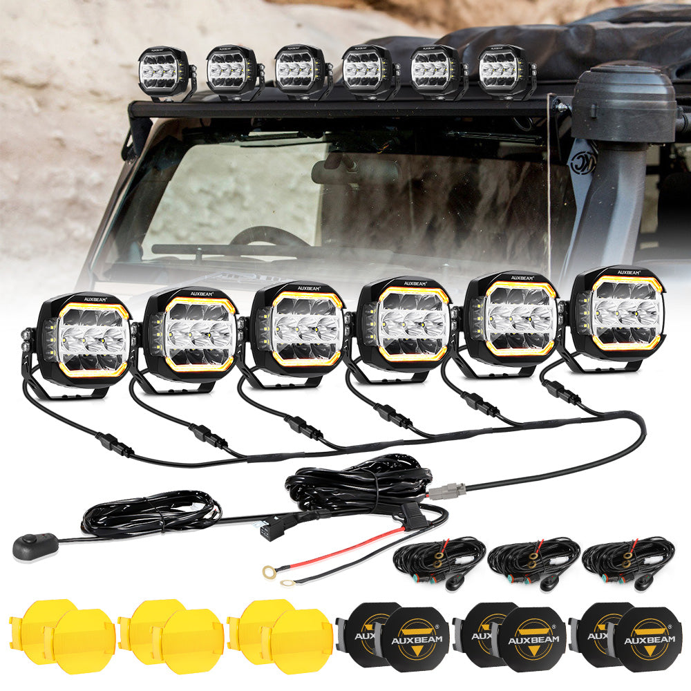 Auxbeam XP-ULTRA Series 5" LED Side Shooter Pods – 174W, White DRL & Amber Turn Signal