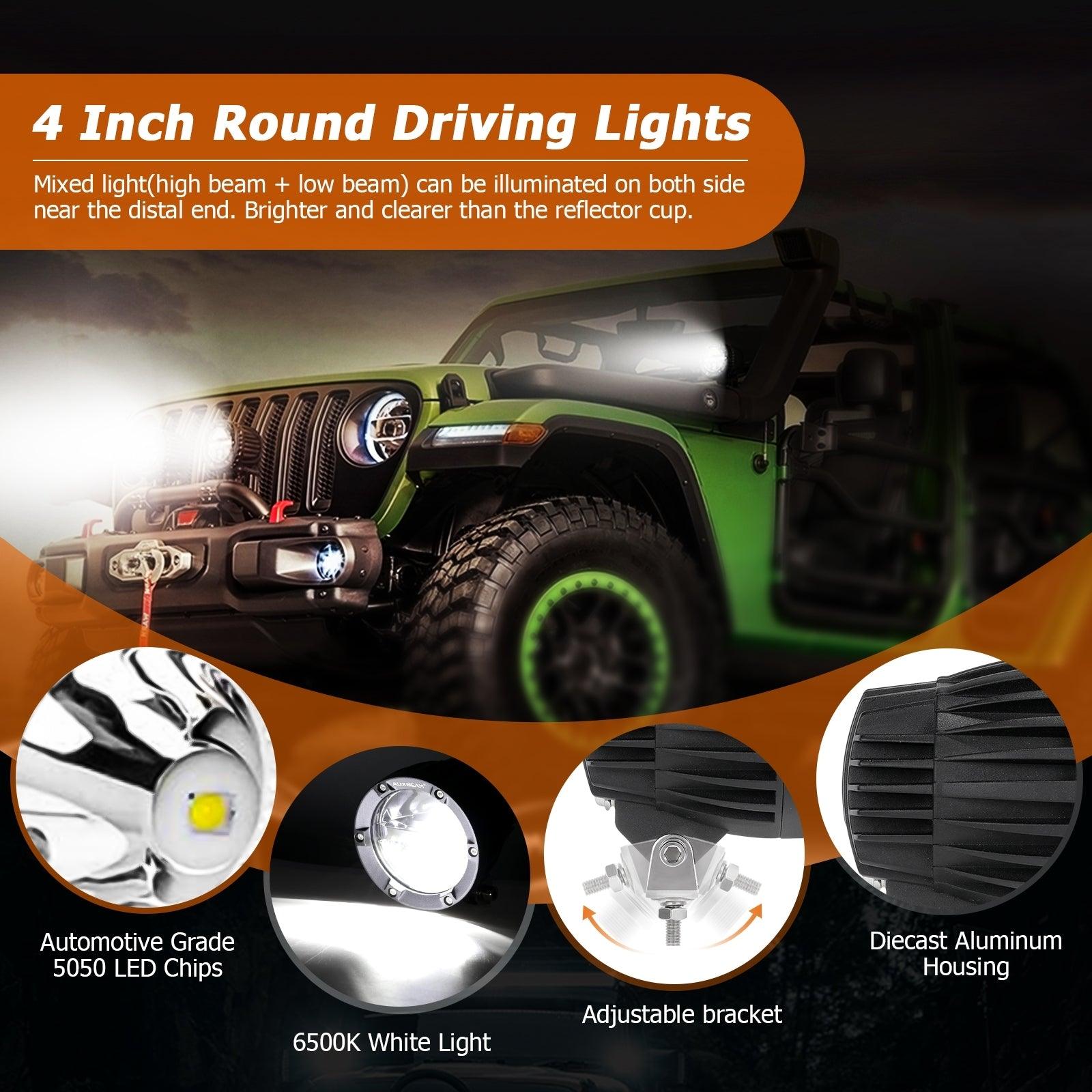 Auxbeam C4 Series 4" LED Driving Lights – 100W, Combo Beam
