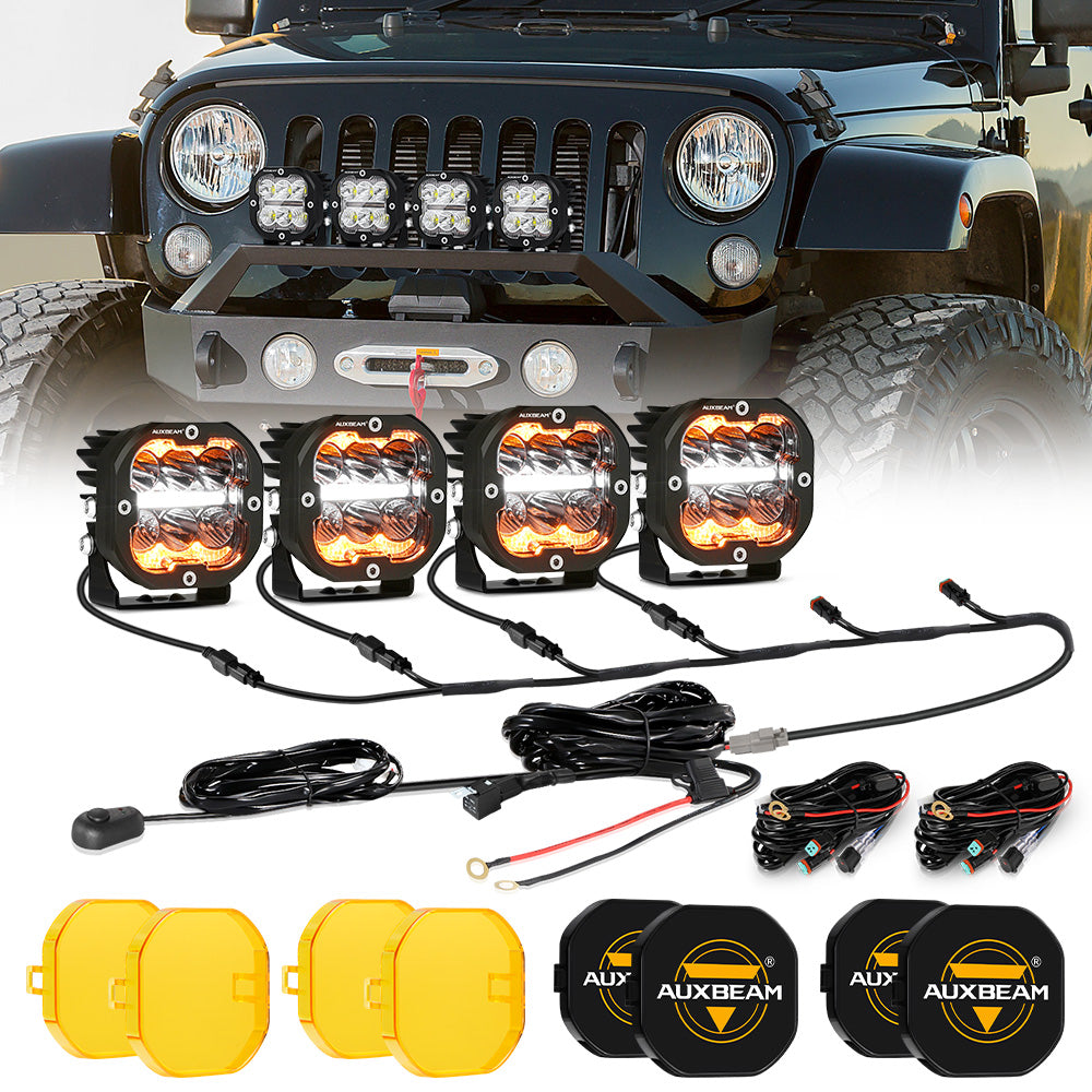 Auxbeam XP-ULTRA Series 3" LED Combo Pod Lights – 84W, White DRL & Amber Turn Signal