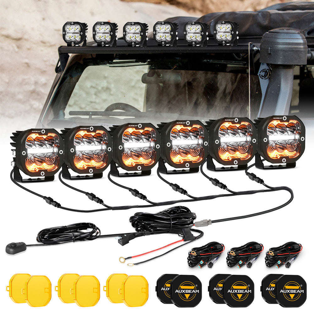 Auxbeam XP-ULTRA Series 3" LED Combo Pod Lights – 84W, White DRL & Amber Turn Signal