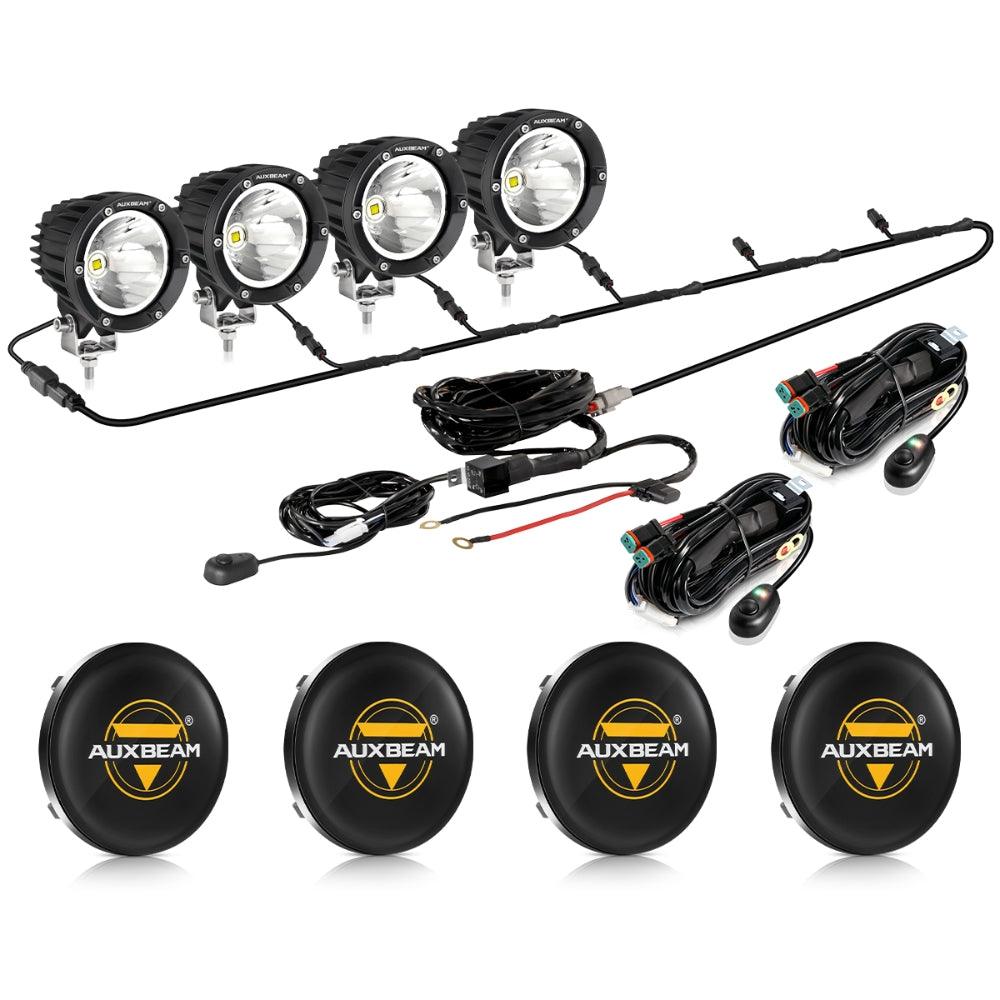 Auxbeam C4 Series 4" 100W Round LED Driving Lights – Spot Beam, White LED Pods