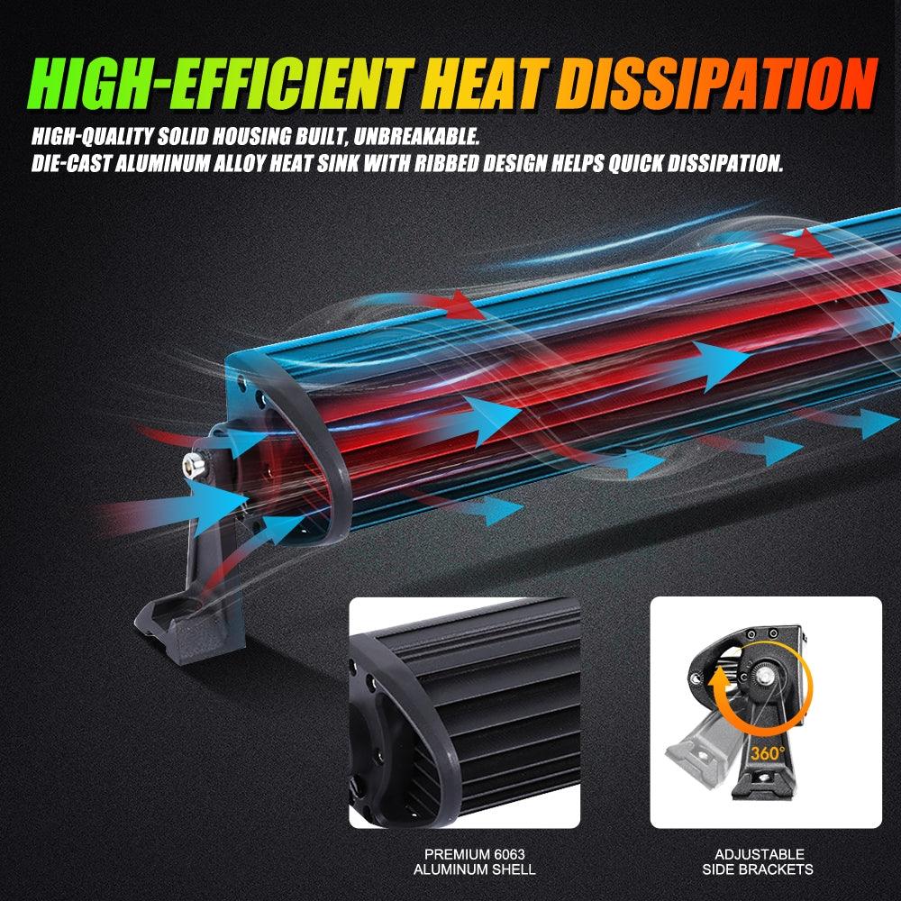 Auxbeam V-PRO Series 22" RGBW LED Light Bar & RGB Rock Light Combo – Straight, Color-Changing, Off-Road