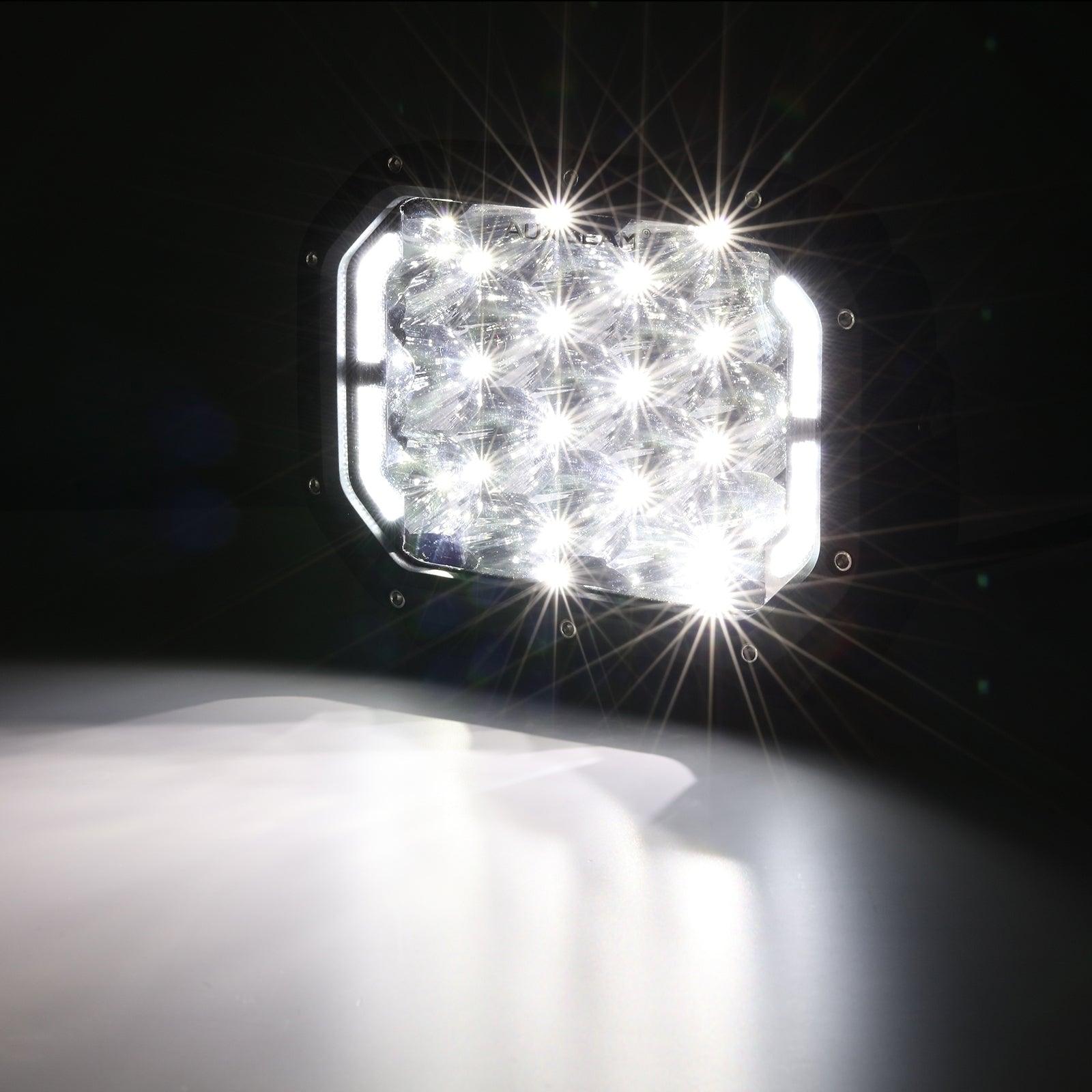 Auxbeam 7x5" Rectangle LED Pods – White Spot Beam with DRL