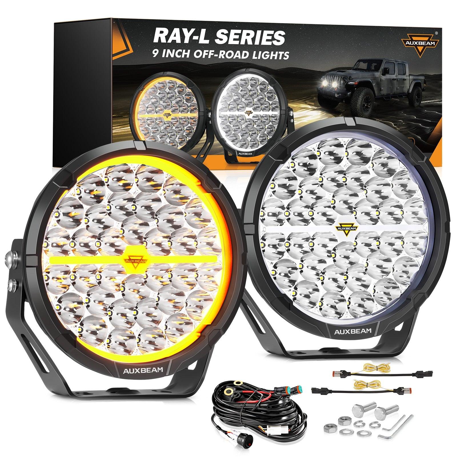 Auxbeam RAY-L Series 9" LED Driving Lights – 318W, 34,180LM, Dual DRL