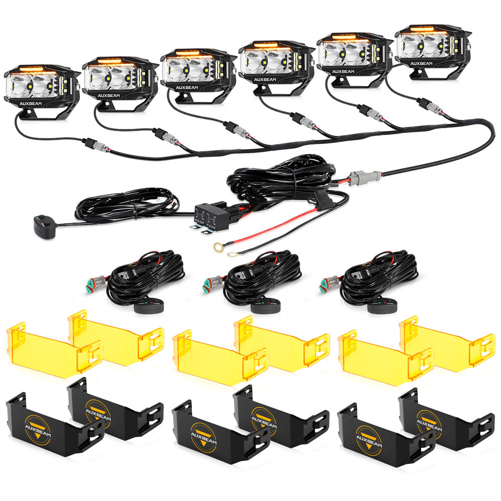 Auxbeam V-MAX Series 4" Rectangular LED Pod Lights – 72W, 6,960LM, Spot Beam Side Shooter, Amber DRL